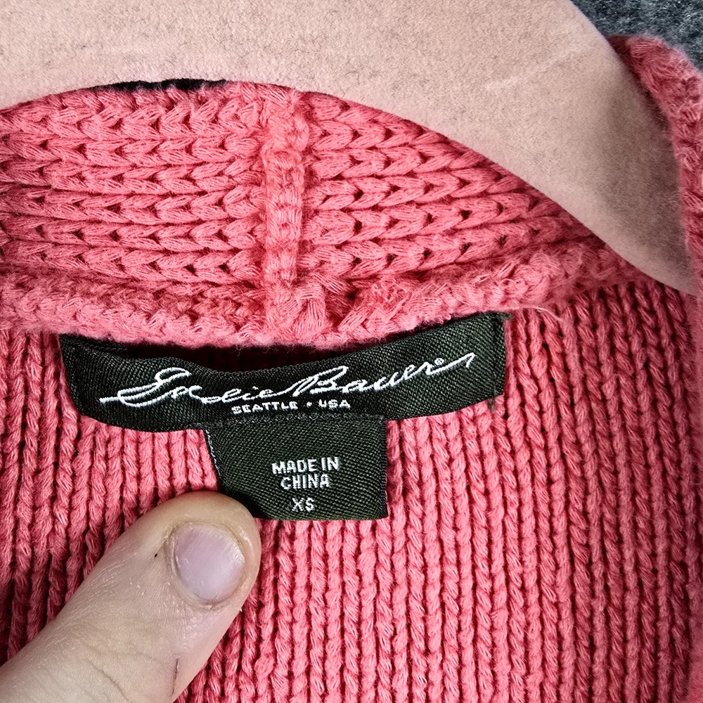 Eddie Bauer Women‎ XS Pink Coral Button Down Cardigan Sweater Pockets Girly Cute - Picture 2 of 13